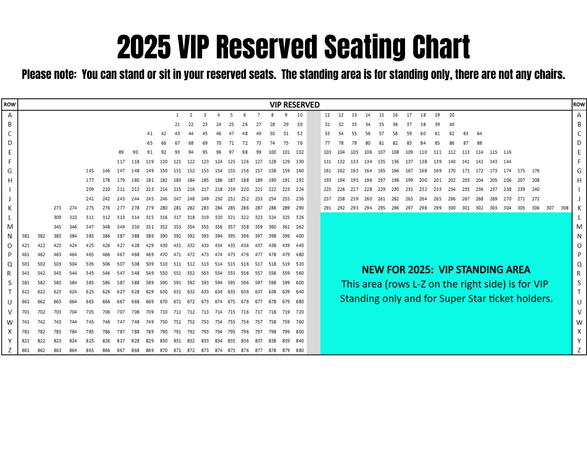 Image of the VIP Seating Chart.