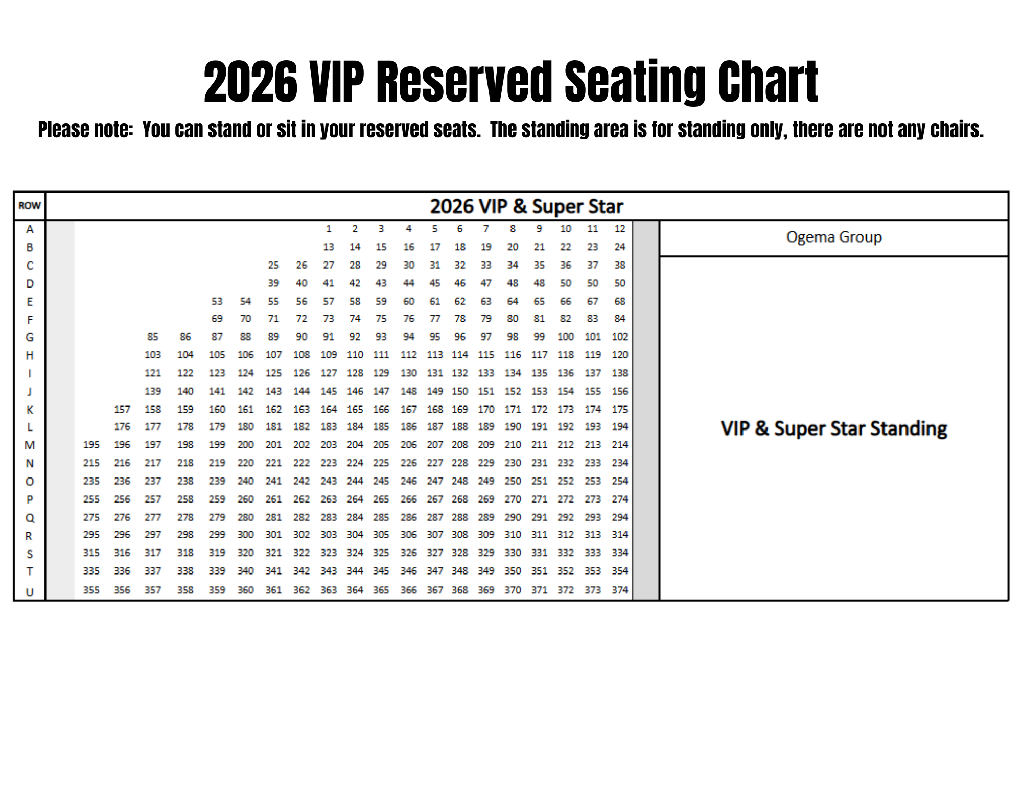 Image of the VIP Seating Chart.