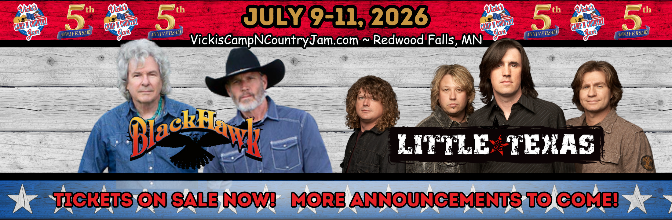 Vicki's Camp N Country Jam National Artist Lineup.