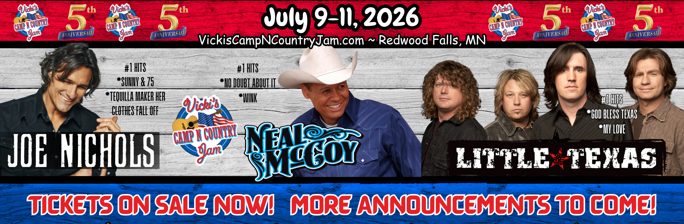 Vicki's Camp N Country Jam National Artist Lineup.