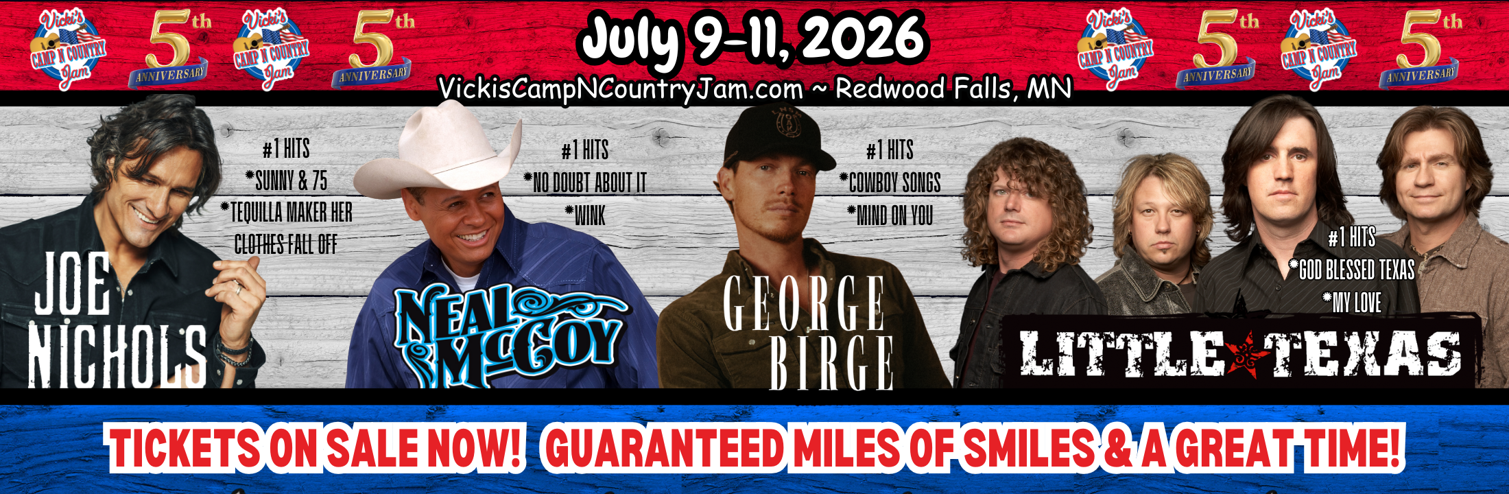 Vicki's Camp N Country Jam National Artist Lineup.