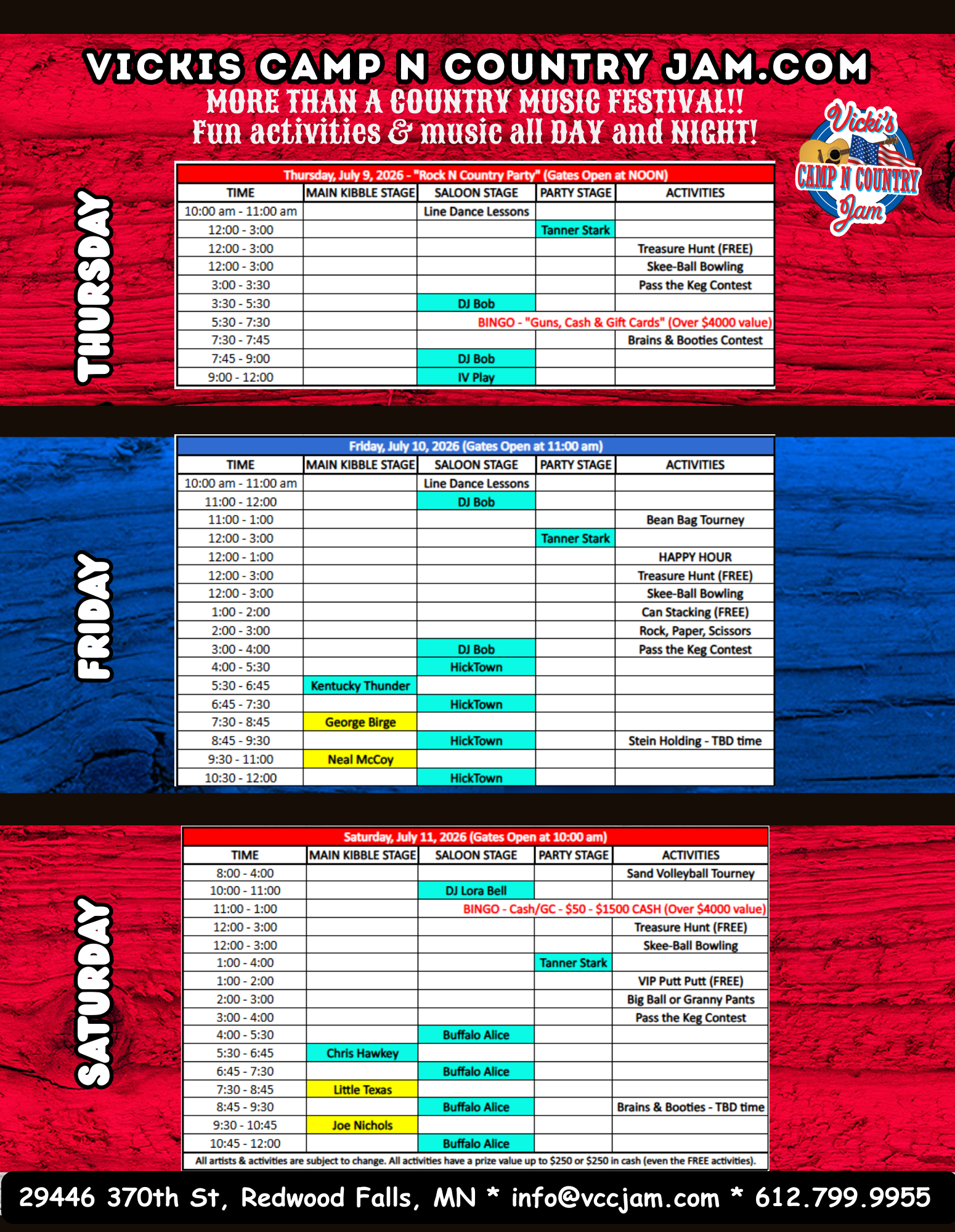 2026 Schedule Lineup