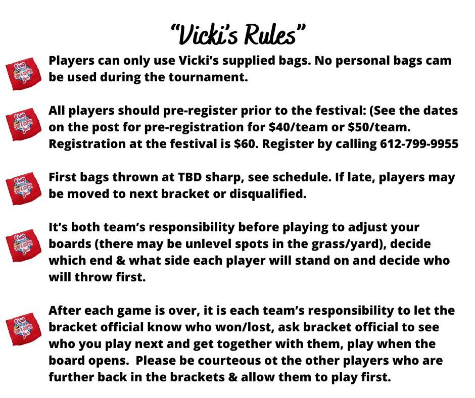 Image of bean bag tournament rules.
