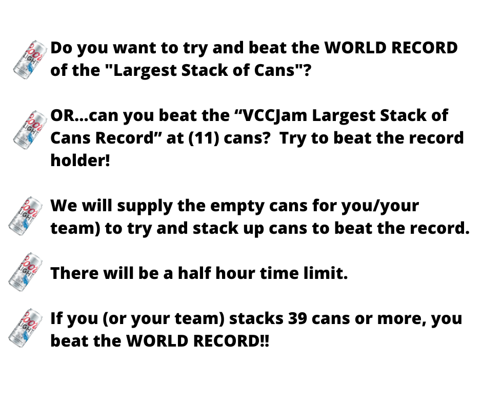 Image of can stacking contest rules.